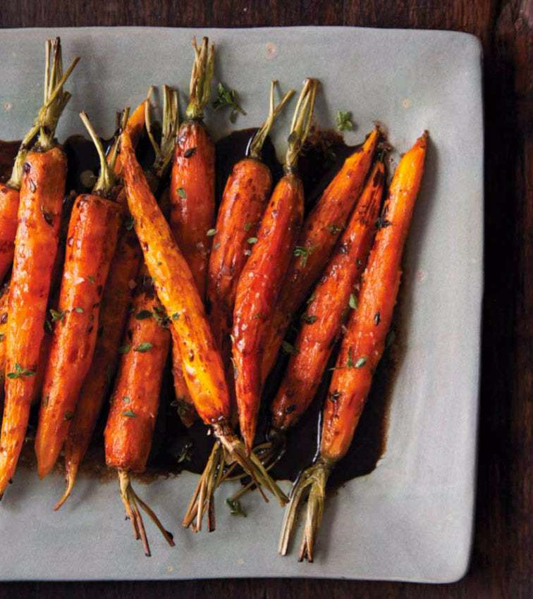 Roasted Baby Carrots with Balsamic-Bitter Chocolate Syrup